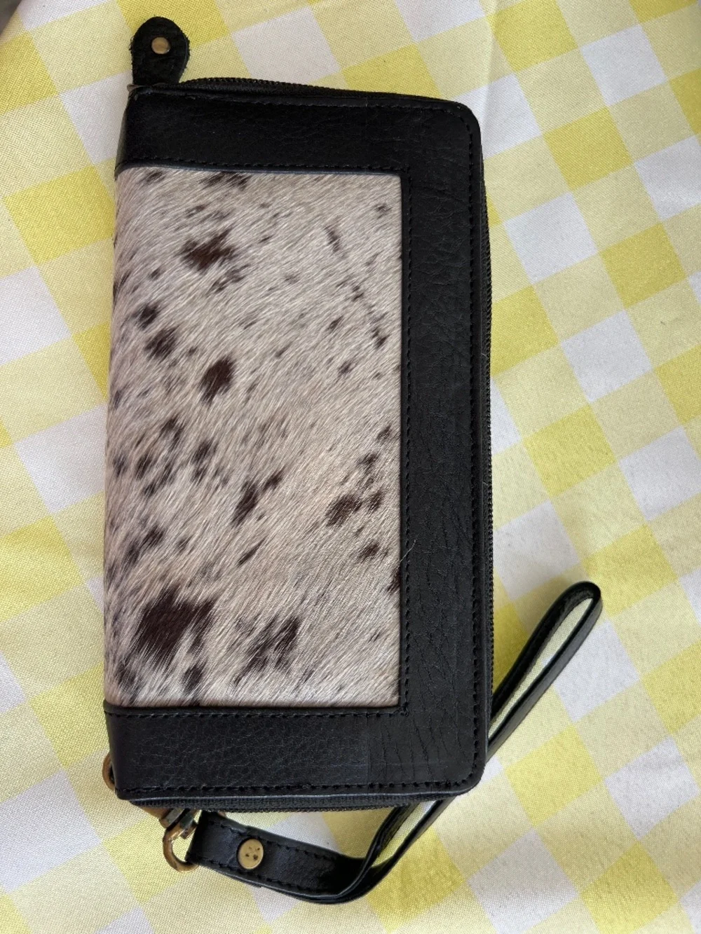 Western style cowhide wristlet